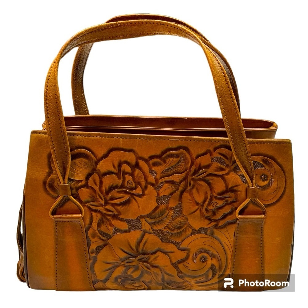 Vintage Hand Tooled 60-70s Leather Handbag